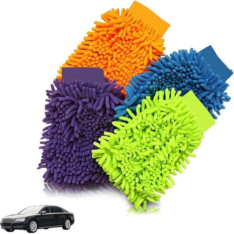 Panni in microfibra, 4 pezzi, 20 x 14 x 2,5 cm, panno per lavaggio auto, asciugamano per auto, panno per asciugare, asciugamano super assorbente per casa, cucina e finestre, verde/ (1/5)