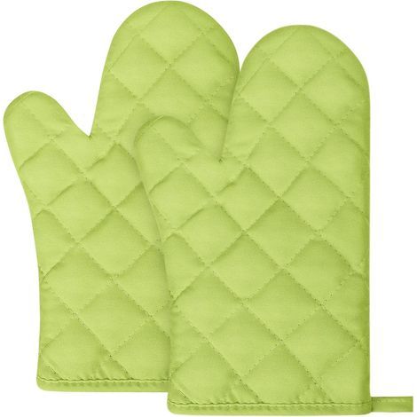 Gants de Four, 1 Paire Gants de Cuisine Coton, Lavable Gant Cuisine Four, Gants de Cuisine Antidérapants, Gant Cuisine Anti Chaleur pour Cuisiner, Barbecue, Cuisson (Vert) (1/5)