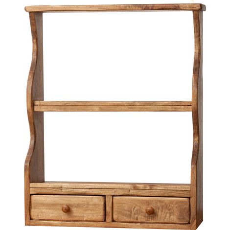Étagère murale Etagere en bois de tilleul massif, finition naturelle L53xPR20xH68 cm Made in Italy