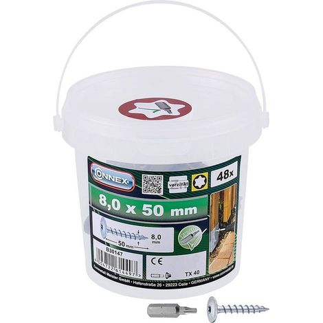 48 Pfostenschrauben – Außenschrauben – Verzinkt 8,0 x 50 mm – Befestigung für Holz und Metall – Professionelle Anwendung – Silber – 8,0 x 50 cm (1/4)