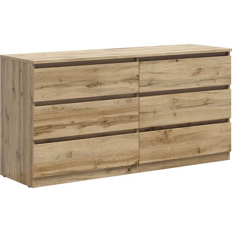 Kommode Edwin mit 6 Schubladen, Holzoptik, 150cm