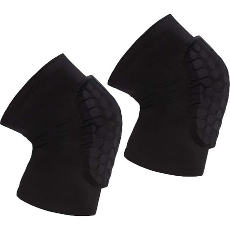 Genouillère De Compression - Mousse Eva Antidérapante - Pour Basketball Et Sport - Lot De 2 Noirs Taille M