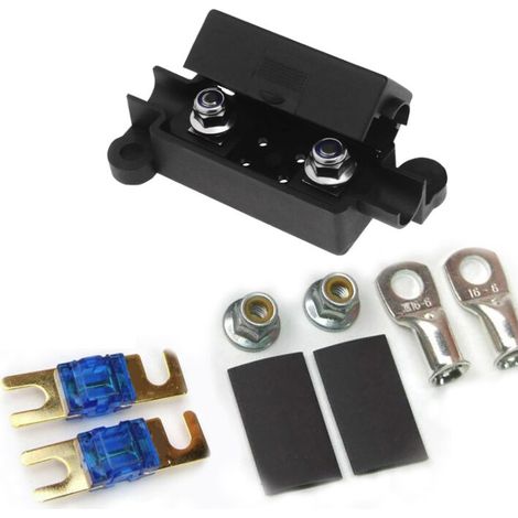 Fusible pour voiture,Fusible, Porte-fusible et Mini-couvercle de voiture - 100A avec Fusibles Plaqué, Midi, Terminaux & Thermorétractables