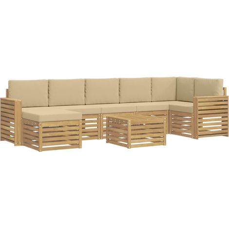 Outdoor Sofa Set 8 pcs White and Beige 59 x 59 x 37 cm vidaXL (1/5)