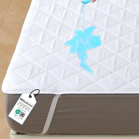 Mattress Protector 180 x 200 cm Quilted Waterproof with 4 Elasticated Corners - Mattress Protector - Breathable and Anti-Dust Mite - Washable - White (1/5)