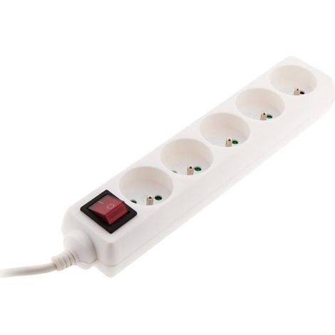 Zenitech – Bloc-multiprise 5 prises 16A avec interrupteur lumineux – Câble 1m 3G1mm² – Puissance 3680W – Sécurité enfant intégrée