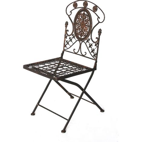 Chaise de jardin en métal Avis 1840 Chaise en métal Chaise Bistro Chaise Jardin Vintage Fer Nostalgie Chaise en fer Marron Antique