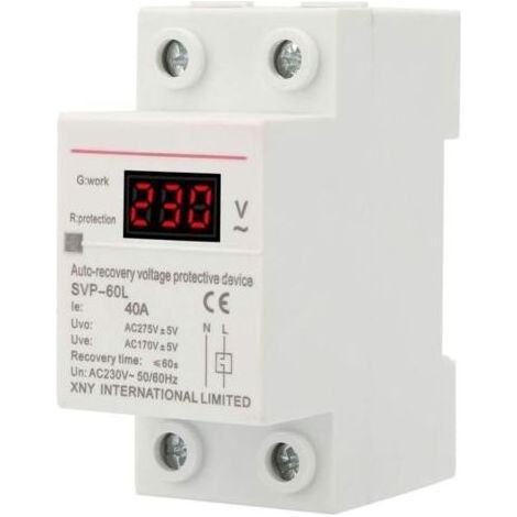 Stabilisateur de tension 230 V 40 A, régulateur et parasurtenseur DIN pour équipements électriques (1/4)