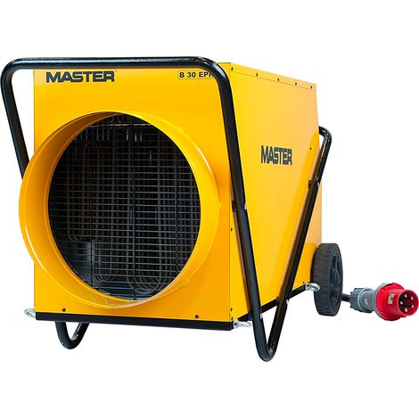 Riscaldatore elettrico Maestro B30EPR, modello trifase, ideale per il riscaldamento industriale, 30 kW, portata 3500 m³/h, bassa rumorosità, su ruote, regolabile e in acciaio inox (1/3)