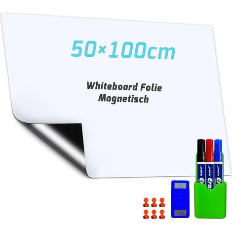Tableau Blanc Magnétique, Tableau Magnétique Autocollant, Tableau Blanc Effacable Magnetique, Matériau PET Ecologique, Adsorption Magnétique, pour l’école/Bureau/Maison (50×100cm) (1/5)