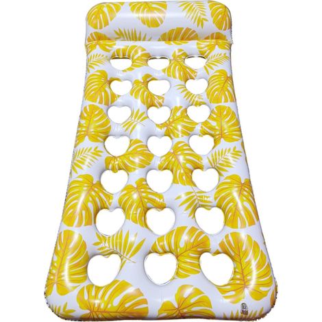 Lit flottant d'eau gonflable piscine avec appui-tête lit flottant poreux activités aquatiques d'été 18585CM (jaune) (1/5)