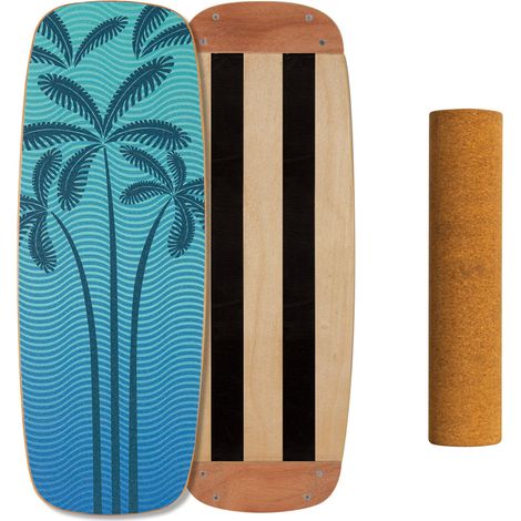 Planche d'équilibre en bois, Skateboard d'intérieur, Balance Board en Bois Trickboard et entraîneur d'équilibre, idéale Fitness Yoga Surf