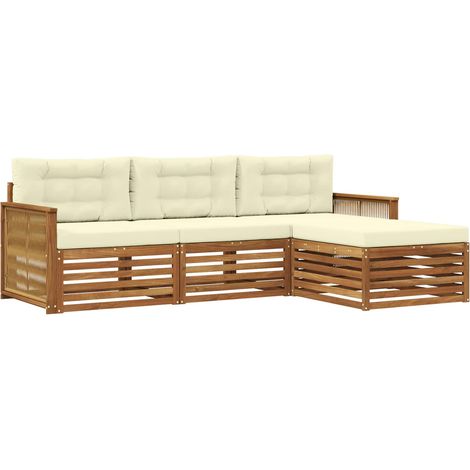 Conjunto de sofás de exterior con cojín Natural y Crema vidaXL (1/5)