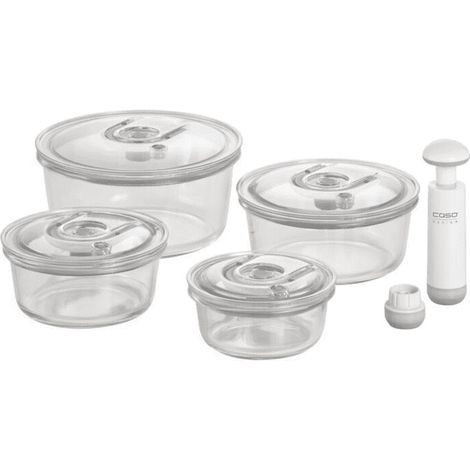 Caso VacuBoxx R Set di contenitori sottovuoto, Vetro Plastica, Trasparente
