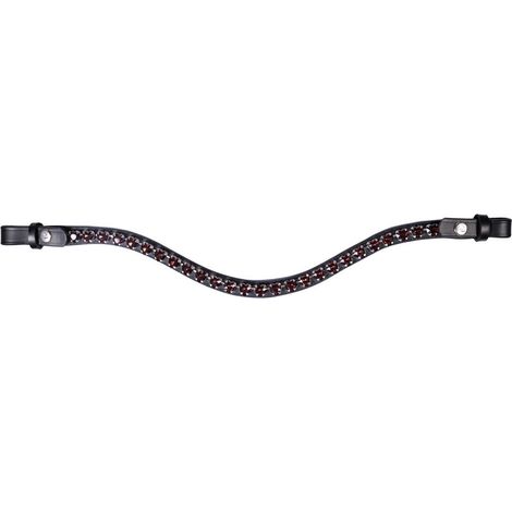 Full, marrone con strass marrone/taupe/champagne: Frontalino per cavalli a U con brillanti a forma di cuore modello Amour