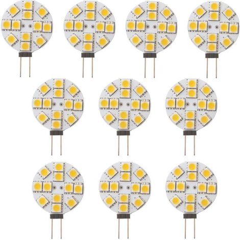 10 G4 LED-Lampen (nicht dimmbar), warmweiß (2700 K), 180° Abstrahlwinkel, Ersatzlampen (20 W Halogenlampen) für Küche, Wohnmobil, Wohnwagen, Boot, 12 V Gleichstrom