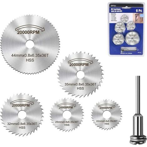 6pcs HSS Cutting Discs for Rotary Tool, HSS Disc Drill Blades, Mini Circular Saw Blades for Wood Plastic Metal Cutting