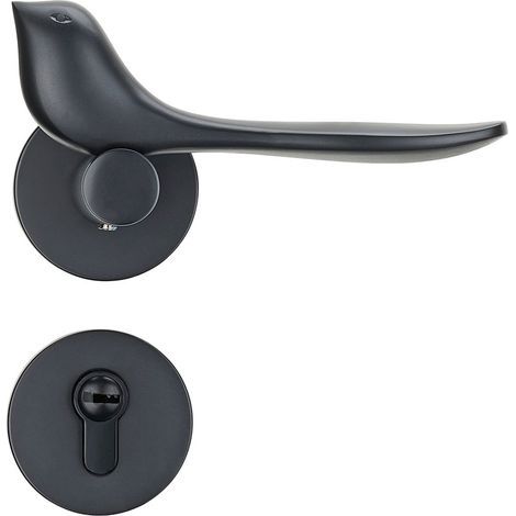 Serrure de porte intérieure serrure de porte de chambre serrure de porte de porte simple et silencieuse(Black,With key) (1/3)