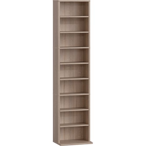 Libreria 33x24x140 cm Scaffale Porta CD con 6 Ripiani Regolabili Capacità di 260 CD/120 DVD Color Legno (1/5)