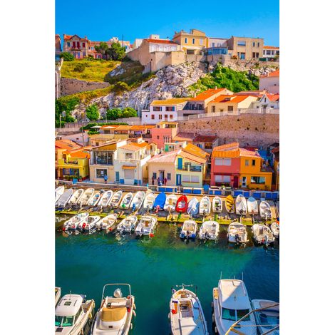 Tableau sur toile Marseille colorée 45x65 cm - Impression sur Toile Murale Décorative - Image imprimée en HD sur Toile - Toile sur Châssis en Bois FSC - Fabriqué en France