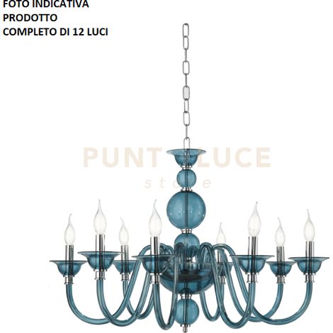 LAMPADARIO TEBE 12 LUCI OTTANIO E CROMO ATTACCO E14 D.87CM