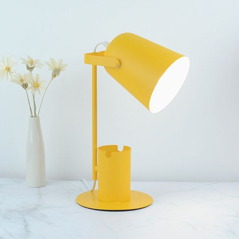 Dekorative Tischlampe, Leselampen, Design für Büro und Nachttisch, Wohnzimmer, Eisenkunst, LED-Lampe, Gelb (1/3)