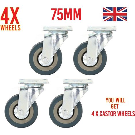 Castor Wheels 75mm 8PCS Moving Caster Wheel with Brake Heavy Duty Swivel Wheels for Furniture Rubber Swivel Trolley Caster (8 without brake) (1/5)