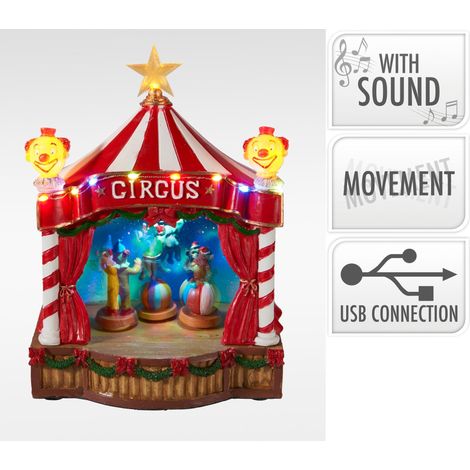 Circo in resina con LED 17,5 x 14,5 x 24 cm PERAGA CHRISTMAS