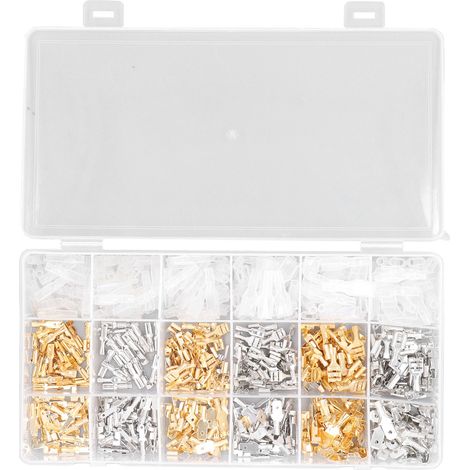 540Pcs Male Female Wire Spade Connector Crimp Terminal Block with Sleeve 2.8 4.8 6.3mm