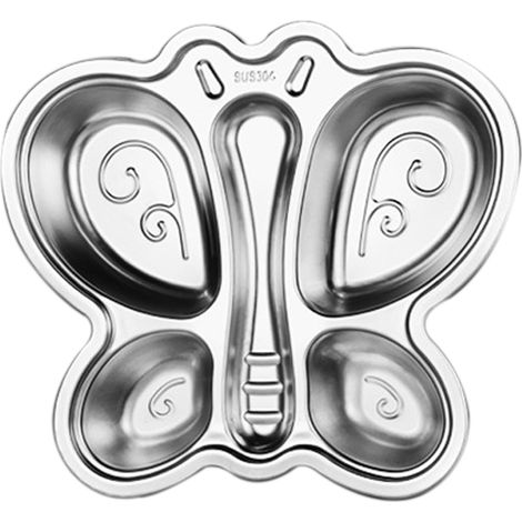 Assiette papillon en acier inoxydable, antirouille, plateau compartimenté sécuritaire pour les tout-petits et les enfants, sans BPA (1/5)