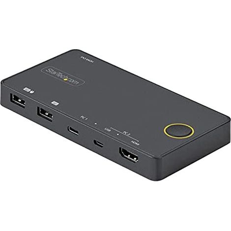 StarTech.com Switch KVM ibrido USB-A + HDMI e USB-C a 2 porte - Monitor singolo HDMI 2.0 4K 60Hz - Switch KVM compatto per (1/5)