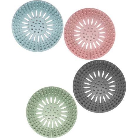 Filtro per capelli per lavandino e doccia, in TPR elastico, vari colori, per vasca da bagno, doccia e lavandino, confezione da 4 (1/4)