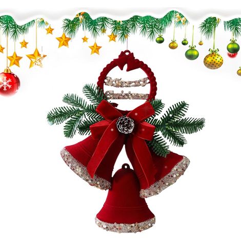 Cloches de Noël pour Sapin Décoration Saisonnière Flockée Décorations Festives Pour La Maison pour la Décoration de la Maison Porte d'Entrée Bureau Salon Chambre Jardin Mur Manteau (1/5)