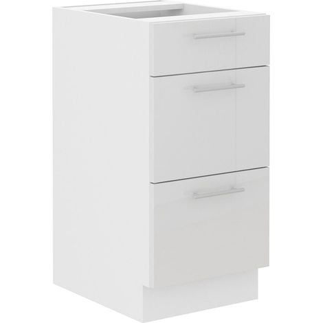 Unterschrank 40 Lara Weiß Hochglanz Küchenzeile Küchenblock Küche Soft-Close (1/5)