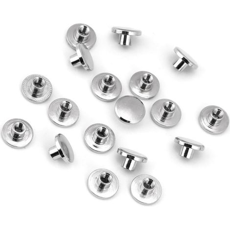 Lot de 20 rivets, vis et écrous à tête plate filetés en laiton (5 mm) pour la réparation d'articles en cuir.