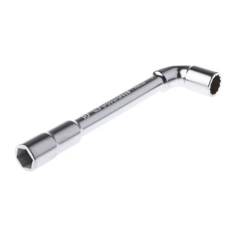 Facom – Clé à pipe débouchée forgée 6x12 pans D.10mm L.129mm – Tête courte à 30° pour serrages puissants – Finition chrome satin