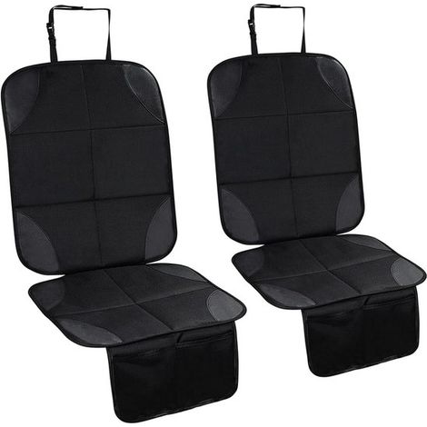 Lot de 2 housses de siège auto avec poches de rangement, imperméables et antidérapantes, en tissu Oxford, pour enfants, bébés et animaux de compagnie, noires. (1/5)