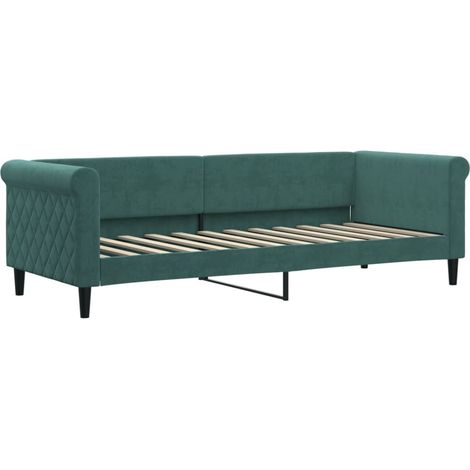 Lit simple,Lit adulte,Lit de repos sans matelas vert foncé 80x200 cm velours CFW92174 (1/5)