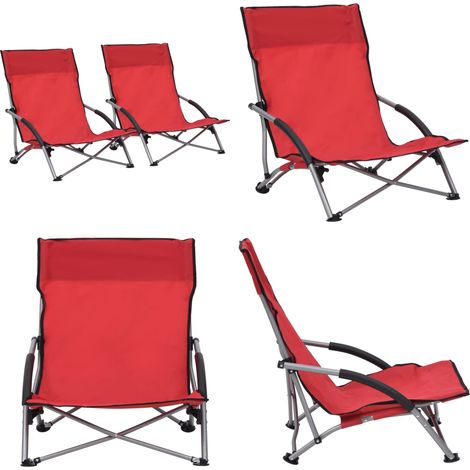 Klappbare Strandstühle 2 Stk. Rot Stoff - Strandstühle - Gartenstühle (1/5)