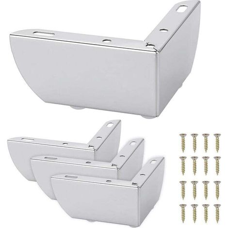 Confezione da 4 legs in metal for sofa of 5.5 cm, legs for furniture, legs for tables, solid legs for modern sofas, for the replacement made with you (silver) (1/4)