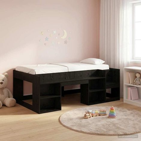 Cama Infantil con Almacenamiento Roble Negro 80 x 200 cm