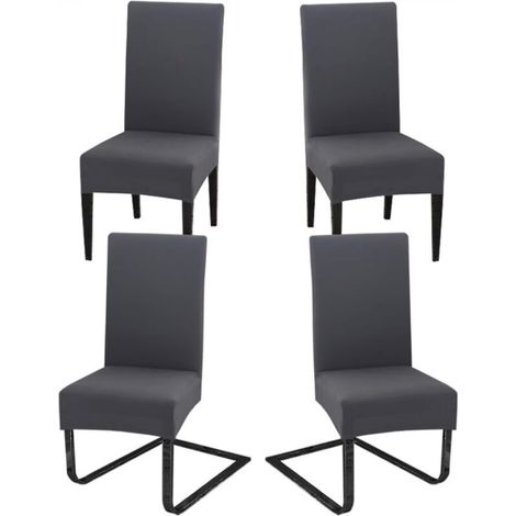 Lot de 4 housses de chaise extensibles, universelles, amovibles, lavables, modernes et durables, pour la maison, l'hôtel, le restaurant, les fêtes, les banquets et la décoration de la cuisine (1/5)