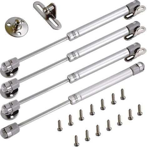 Lot de 4 vérins à gaz 150N/15kg, 270mm, amortisseur hydraulique pour armoires de cuisine, relevage de porte avec vis (4 pièces-150N) (1/5)