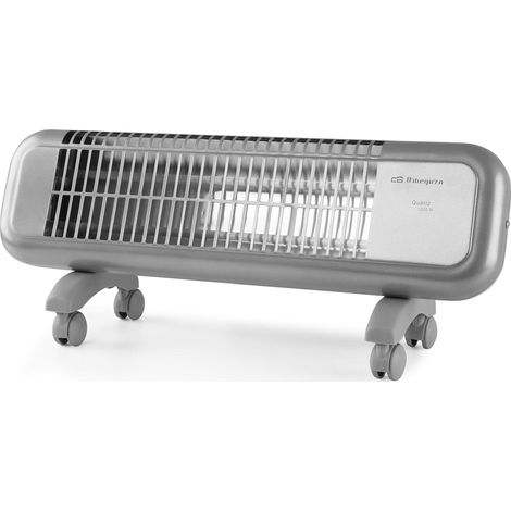 Orbegozo estufa de cuarzo BPM 0105, 2 niveles de potencia, 2 barras de cuarzo, reflector protegido de alta brillantez, frontal aluminio, ruedas de transporte, 1200 W