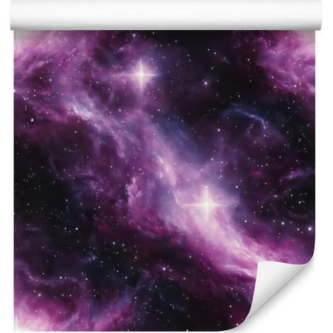 Papel pintado Galaxia en acuarela, color ciruela, violeta e índigo, 50x1000 cm. (1/5)