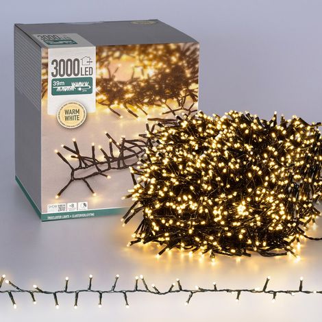 ECD Germany Luci di Natale a grappolo 3000 LED, 39 m, bianco caldo, con timer, 8 modalità di illuminazione e spina, catena luminosa, lucine per albero, decorazione natalizia IP44 per interni/esterni (1/5)