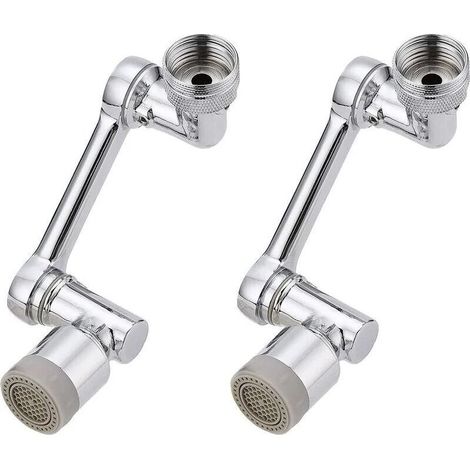 Lot de 2 rallonges de robinet rotatives à 1080 degrés, rotation à 1080 degrés, filtre anti-éclaboussures universel pour cuisine, salle de bain, rallonge de robinet double mode Chromée (1/5)