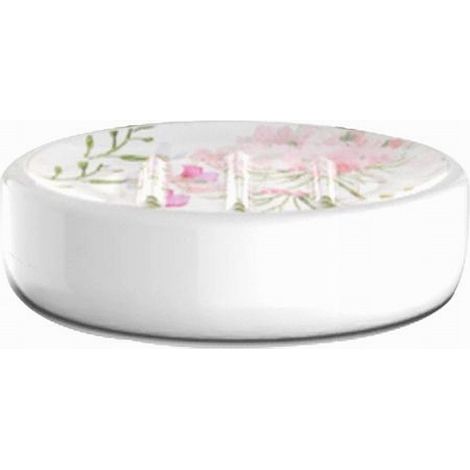 Portasapone Saponetta Accessorio Arredo Bagno Bianco Con Fiori In Ceramica 69919 (1/3)