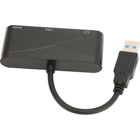 Interface multimédia USB vers HD 2 en 1 Noir 1080p 60 Hz 5 Gbit/s Adaptateur USB 3.0 vers VGA pour réunions et divertissement (1/5)