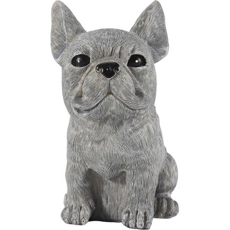 Statue décorative de jardin en résine représentant un teckel et un bouledogue français, sculpture ornementale pour la maison, 17 x 12 x 11 cm (1/5)